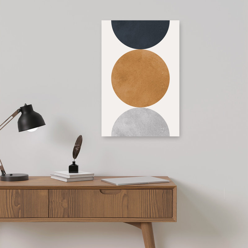 «Stacked Abstract Circles Abstract», reproduction d'art géométrique murale contemporaine, 18" H x 12" W