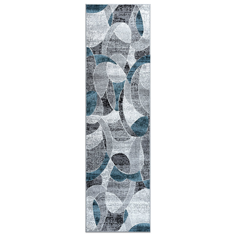 Rambo Contemporary Distressed Circle Area Rug, Runner 2' x 7'