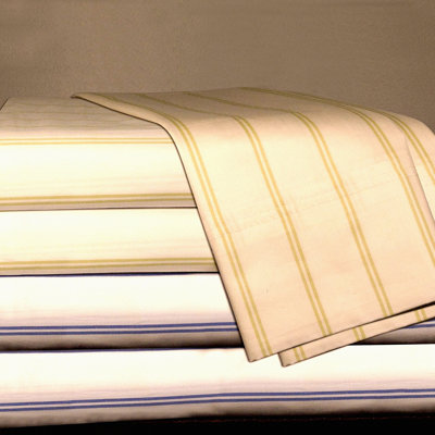 Luxury Blue Stripe Cotton Sateen Sheet Set - 310 Thread Count - Soft & Smooth Bedding - Breathable & Durable - Bedroom Essential - Premium Quality Sheets