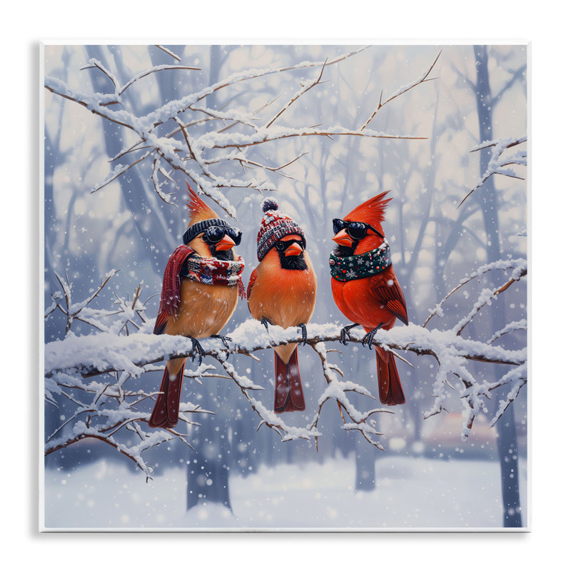 «Cardinals on Winter Branch», plaque par Jim Baldwin