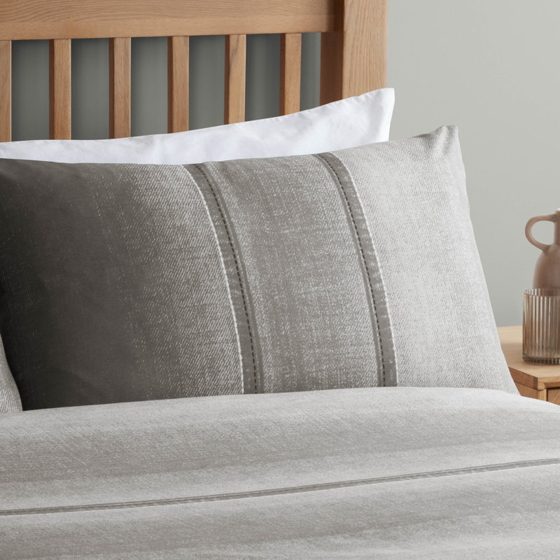 Denim Easy Care Duvet Cover Set with Pillowcases, Double Duvet Cover + 2 Standard Pillowcases, Grey