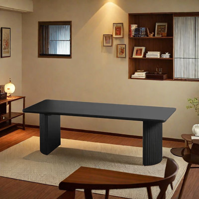 Solid ash wood black simple dining table