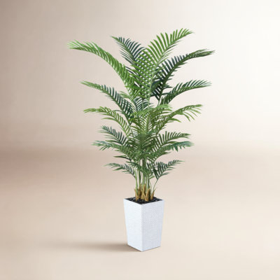 Aliza UV Resistant Artificial Palm Tree, Faux Palm Tree with Decorative Base for Indoor Outdoor