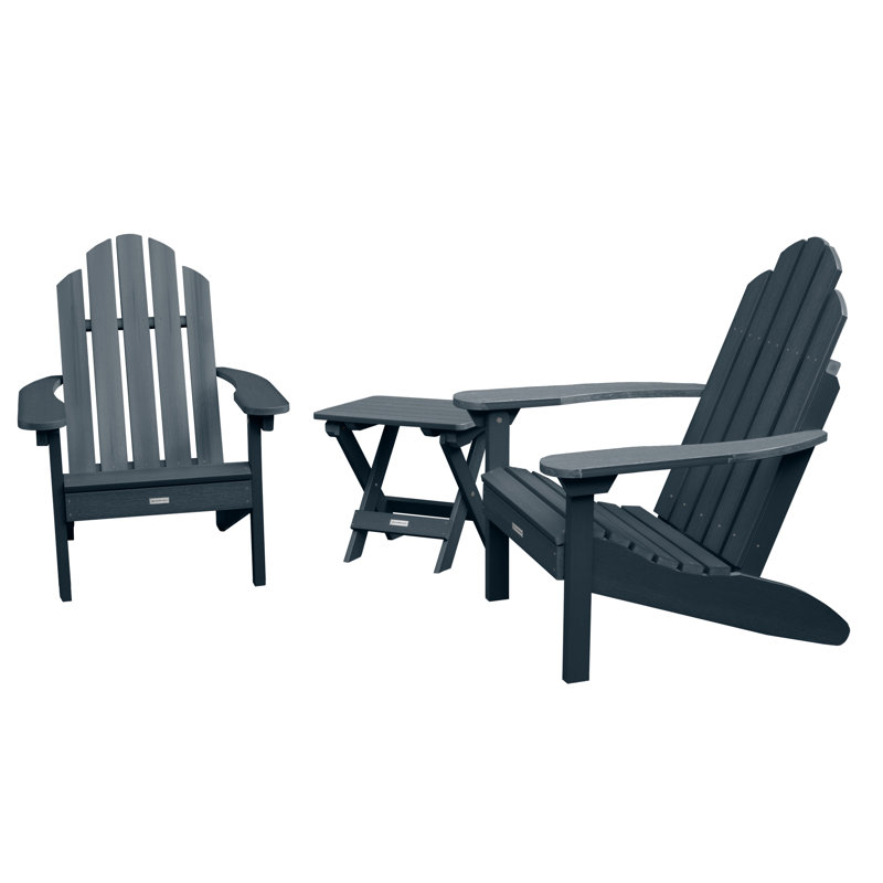 Anette Outdoor Adirondack Chair With Table, Federal Blue