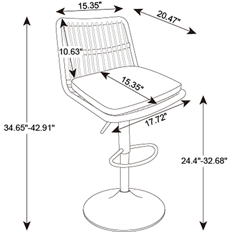 Chaise de bar pivotante 360, Noir / cadre noir