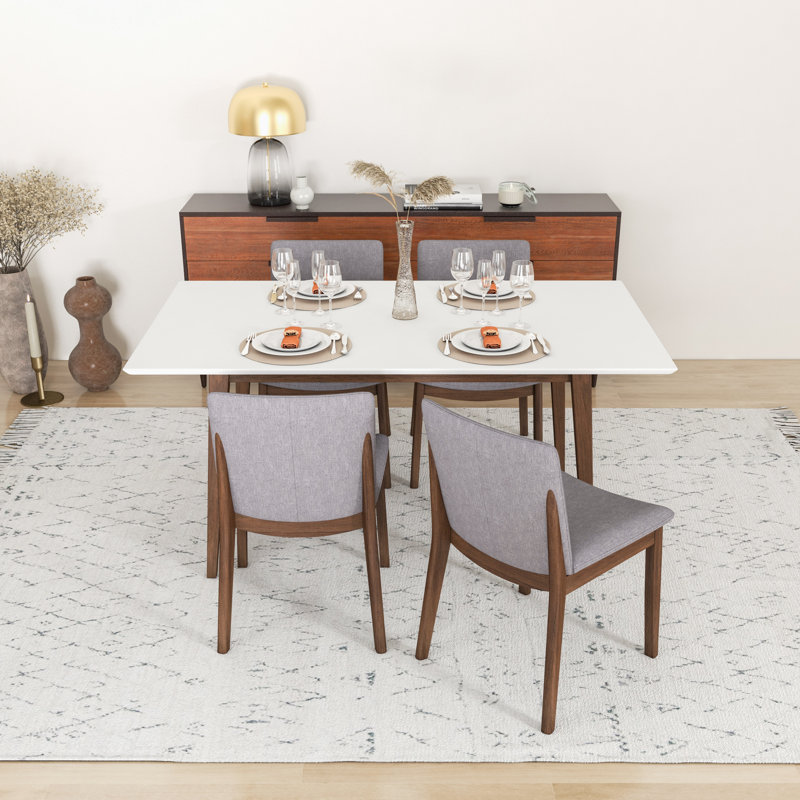 Ensemble repas pour 4 personnes Dipson, Gris clair, Blanc