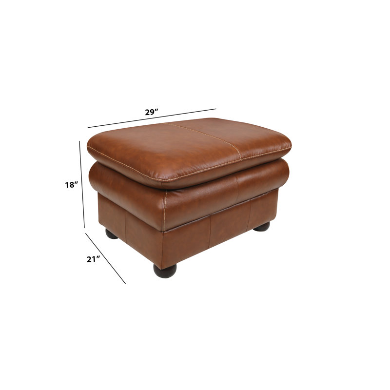 Repose-pieds carré en cuir véritable de 29 po de largeur, Cuir véritable Wild Brand