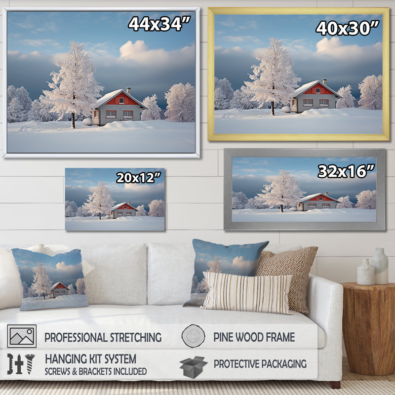 «Snowy Winter Hotel Lodges I», reproduction sur toile, Toile tendue, H 12 po x l 20 po x P 1 po