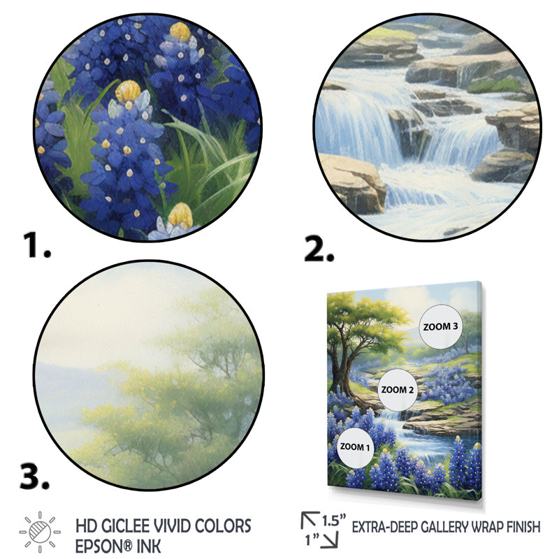 Blue Bonnets, impression romantique V - impression, Cadre photo noir, H 20 po x l 12 po x P 1 po
