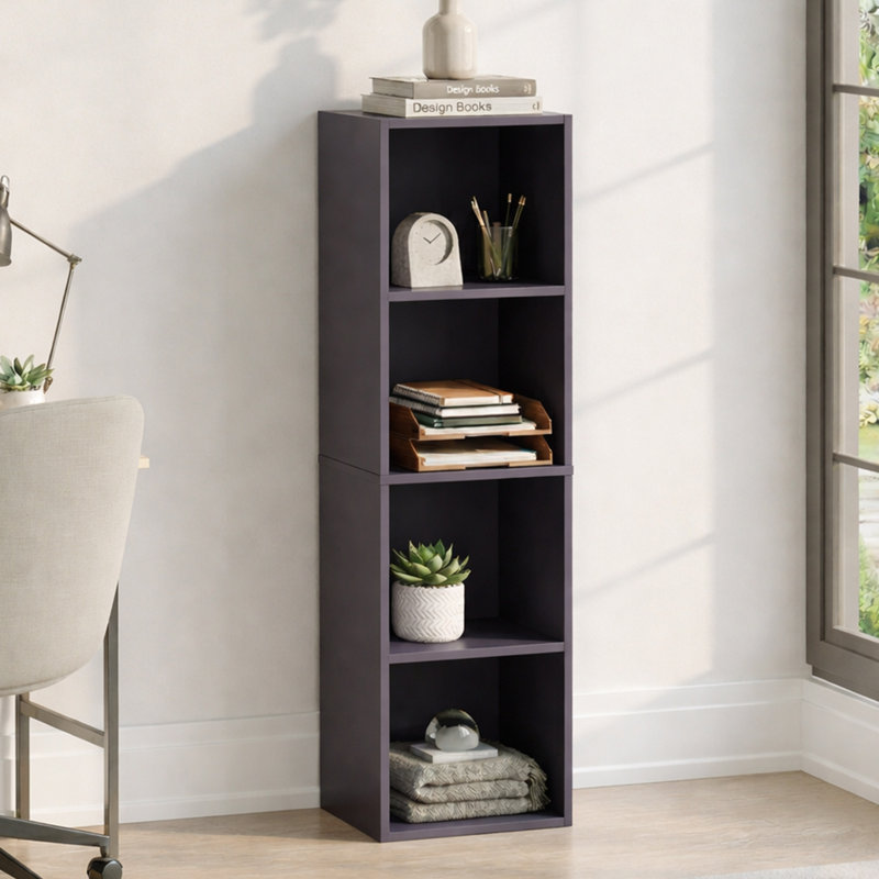 Gerardi 32cm W Standard Bookcase, 106 cm H x 32 cm W, Grey