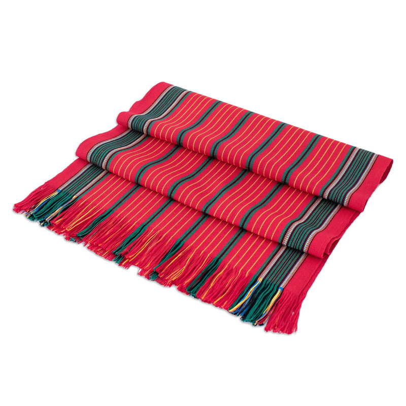 Handmade Red Christmas Cotton Table Runner