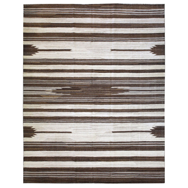 Tapis ivoire en laine noué à la main de conception unique 8 pi 3 po x 10 pi 7 po New Age