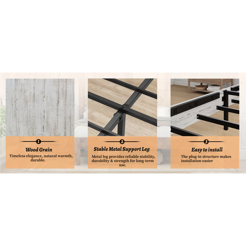 Grand cadre de lit avec grand rangement sous le lit, Blanc, Grand