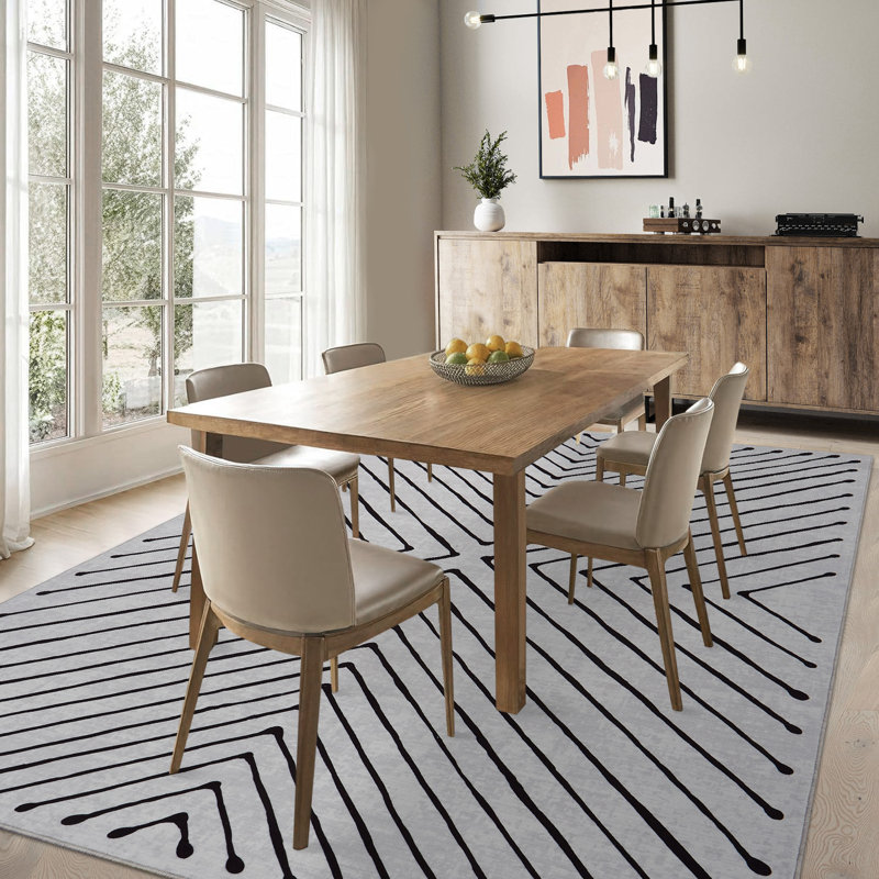 Tapis lavable lxt-Modern, Rectangle 10' x 13', Light Gray/Black