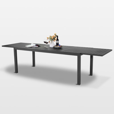 10-Person Extendable Outdoor Dining Table, Extra Large 118" L X 35" W Rectangular Metal Aluminum Patio Outdoor Dining Tables For 8-10 Person