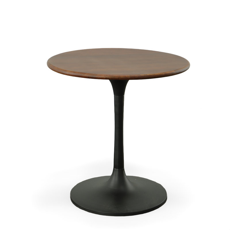 Modern Brown 30 Inch Round Dining Table with Space-Saving Pedestal Base