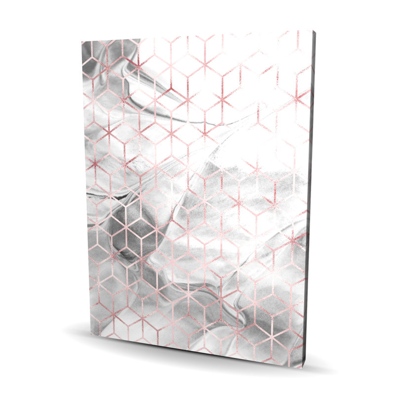 Symmetry - Toile de bureau moderne pour une décoration intérieure élégante, Gris / Rose, H 48 po x l 36 po