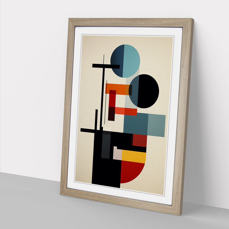 Bauhaus Minimalism - Single Picture Frame Print on Wood, Oak, 46cm H x 34cm W x 2cm D