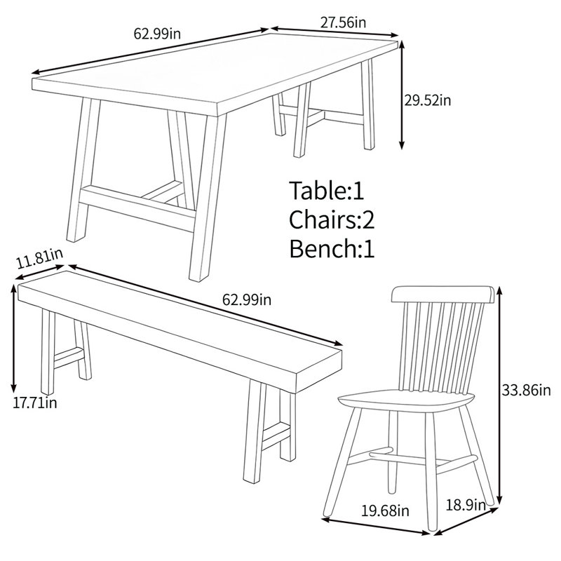 High quality solid wood table set