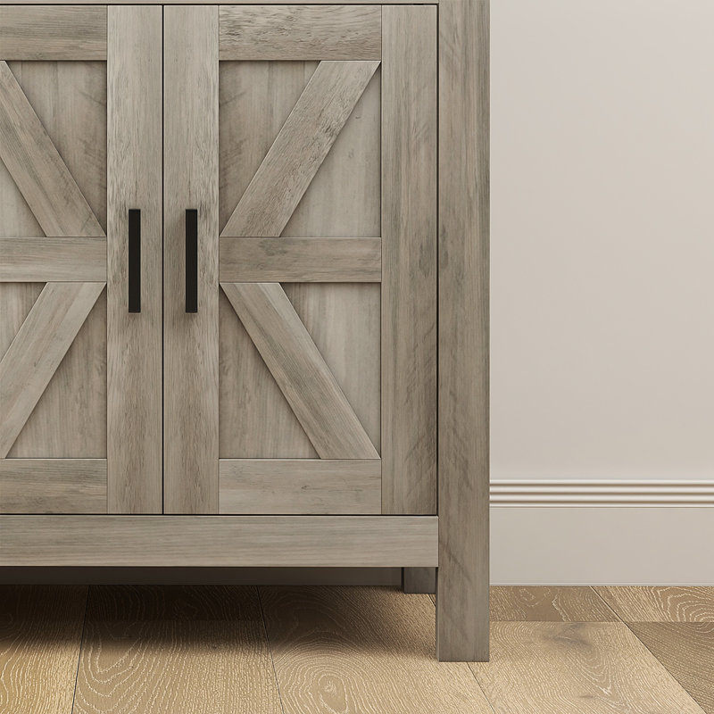 Buffet avec 2 tiroirs et 2 armoires de rangement, Gris