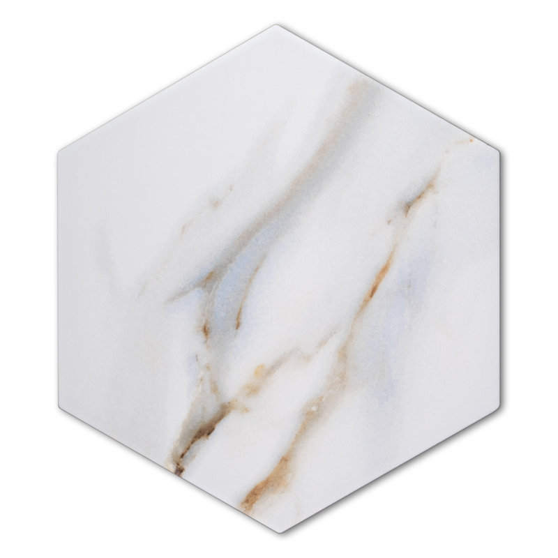 Calacatta Hexagon 7.79 in. x 8.97 in. Matte Porcelain Marble look Floor and Wall Tile