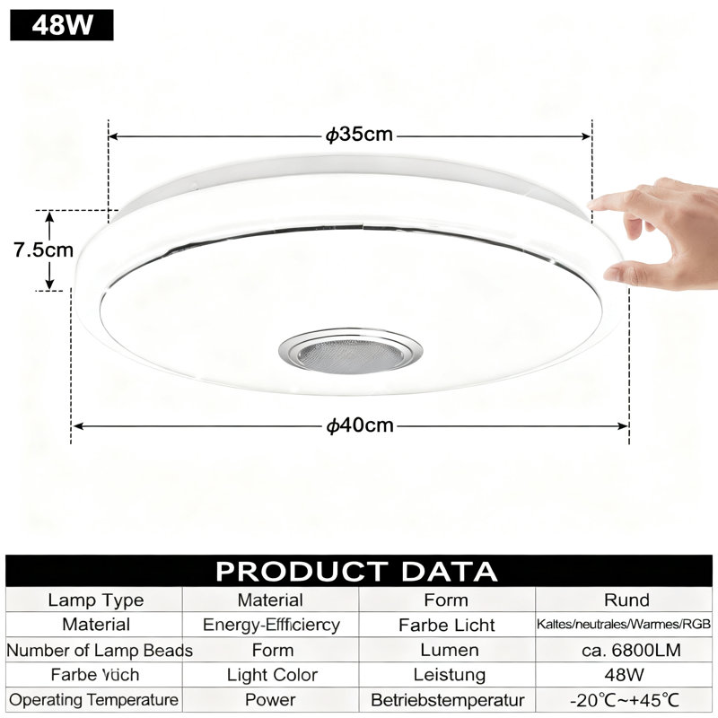 Acrylic Semi Flush Mount, 48W