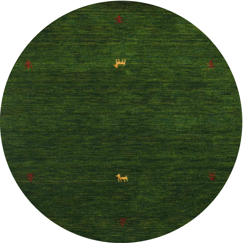 Tapis vert foncé Adamine, Rond 5 pi