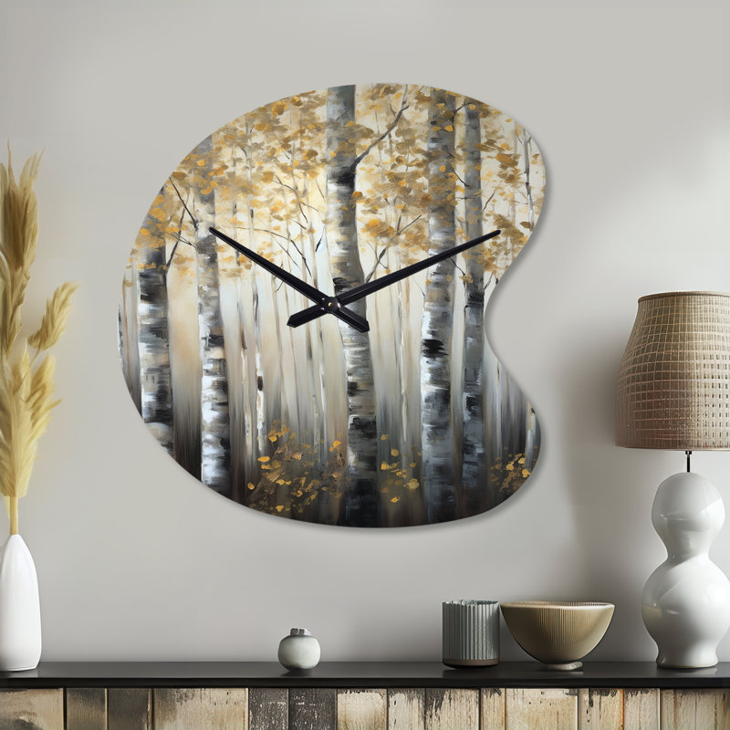 Horloge murale Birch Tree Forest Wonderland V - Arbre, Grand