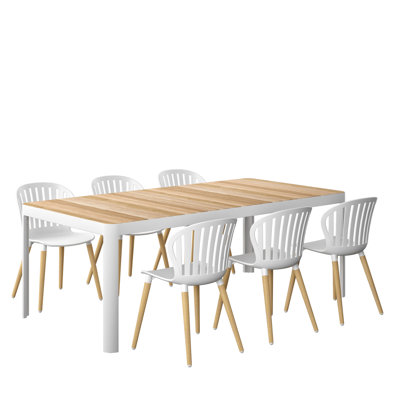 Lujane 83" Teak Patio Dining Set