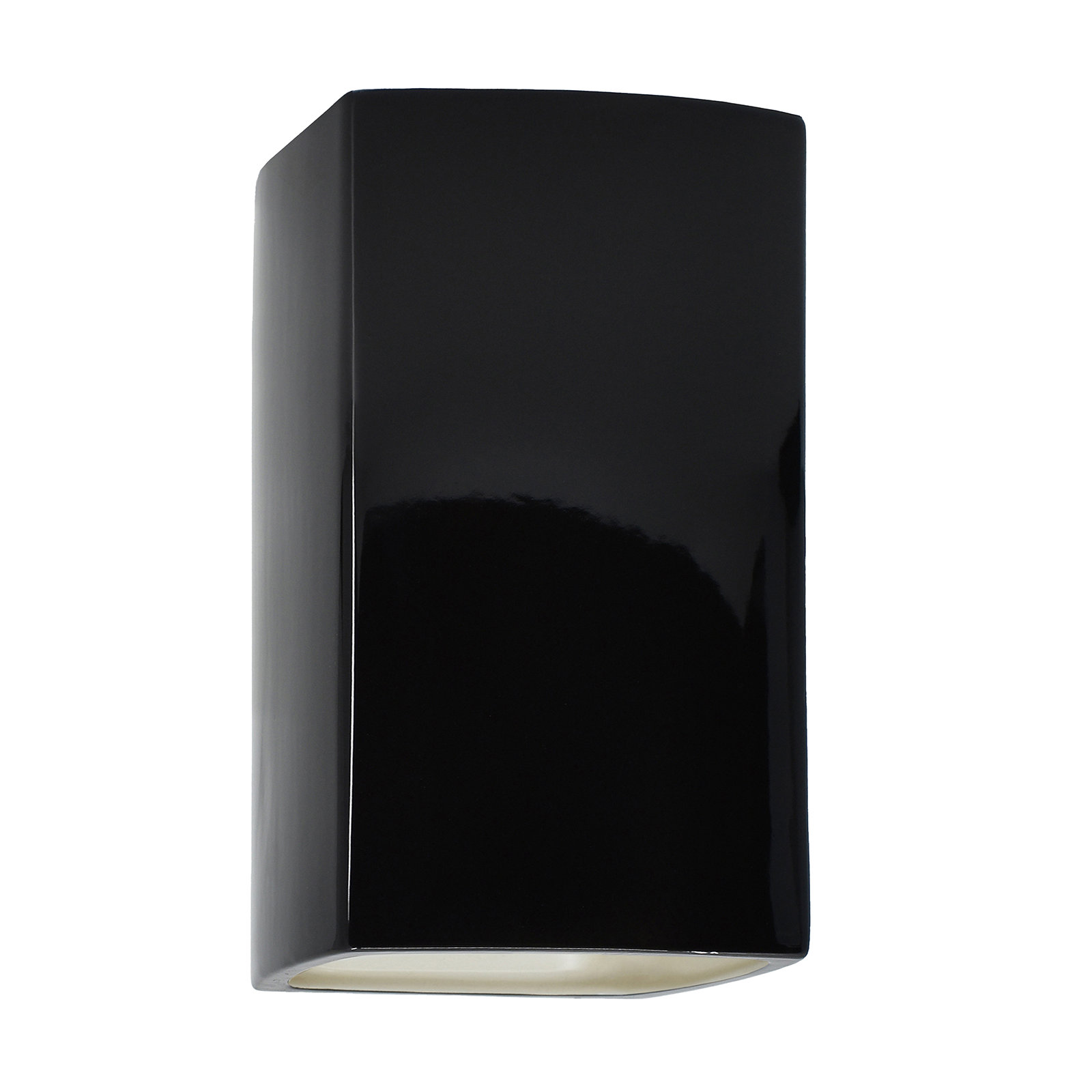 Nomad Outdoor Ceramic LED Wall Light, Gloss Black/Matte White, 13.5" H x 7.25" W x 6.5" D, Integrated