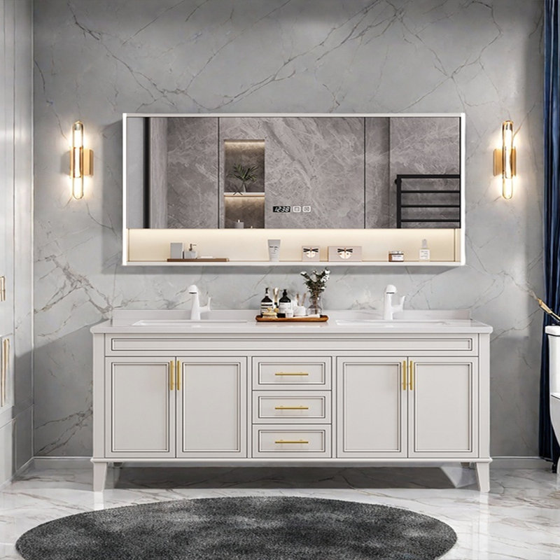 Simple modern French style bathroom cabinet, Off-white, 32.28'' H x 66.93'' W x 21.65'' D
