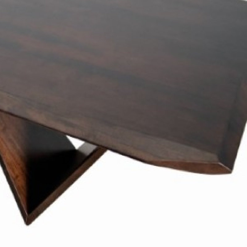 Table de salle à manger Rumy, bords à profil en diamant, bois massif brun, 83 pouces