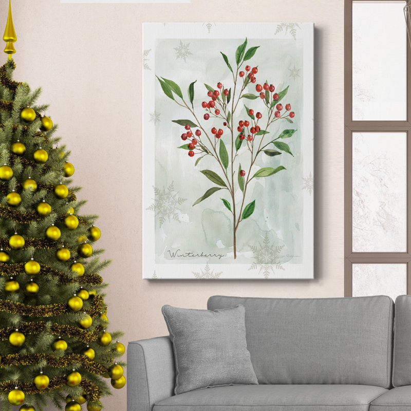 Toile tendue avec châssis Botanical Winterberry, H 12 po x l 8 po x P 1 po