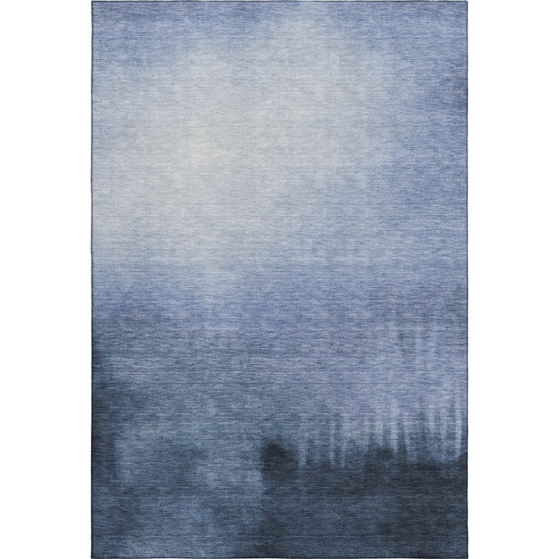Premium Machine Washable Mayfield AMF2420 Ombre Rug, 8' x 10', Navy