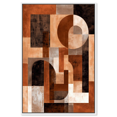 «Terracotta Geometric», reproduction d'art sur toile encadrée par Art Remedy, cadre blanc, 16 x 24