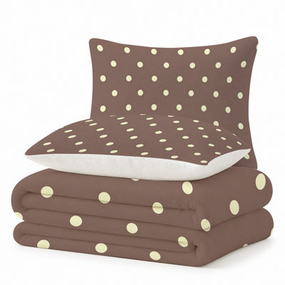 Premium Flannel Lightweight Blanket & 2 Pillow Shams Set with White Polka Dots on Brown Minimalist Ground, Ultra-Soft & Warm Cozy Bedding Set for All-Season, 60" x 80" Blanket + 2 Pillowcases Anti-Pilling & Machine Washable(Set of 3)