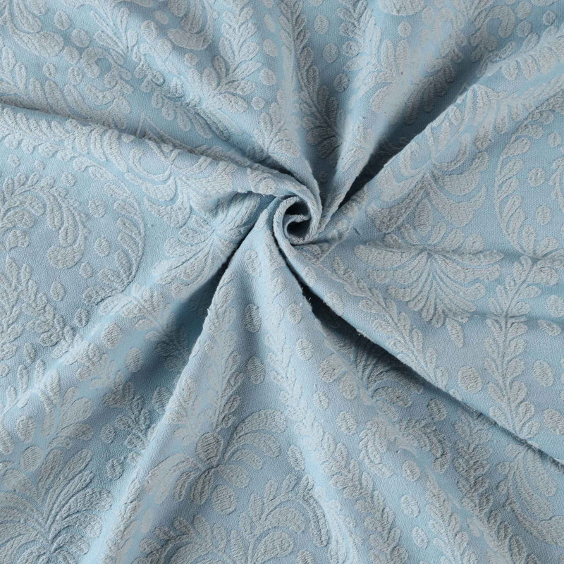Aspen Floral Scalloped Edge Cotton Blend Coverlet / Bedspread with Sham Set, King, Light Blue