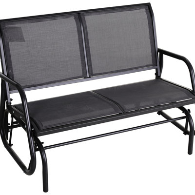 Fauteuil oscillant double de patio, 2 bancs de balançoire d'extérieur en gris. Tissu de détente relaxant, à l'eau et à séchage rapide. Structure en acier thermolaqué, charge de 440 lb. Fauteuil à bascule lisse Polyvalent pour l'avant