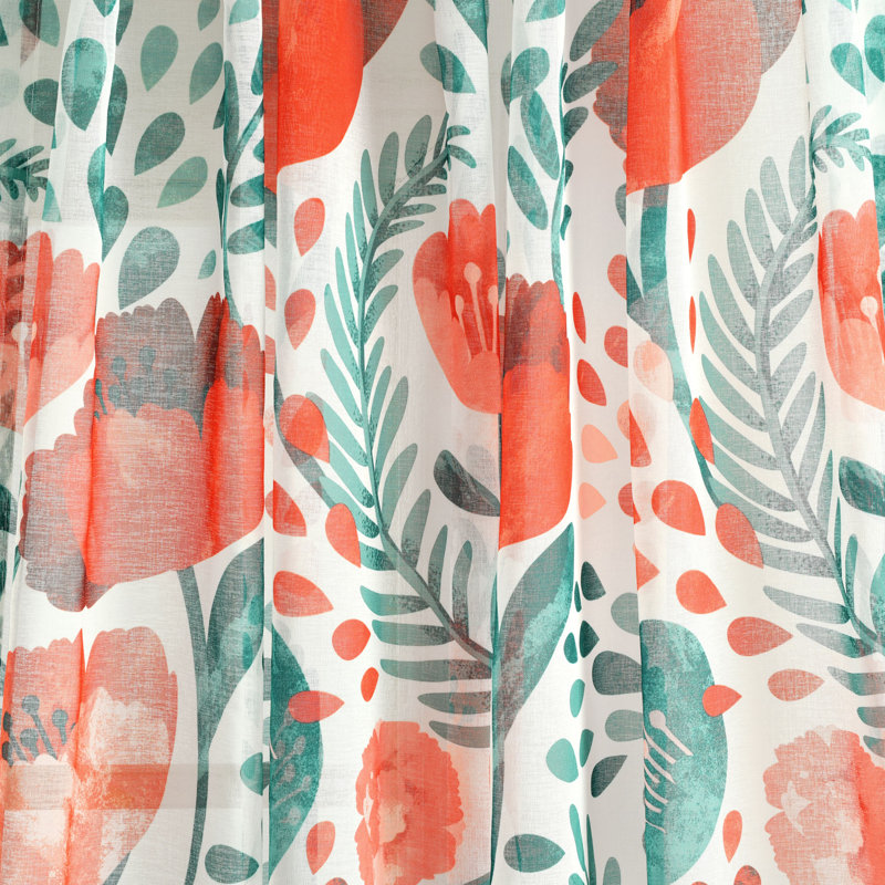 Polyester Sheer Curtain Pair