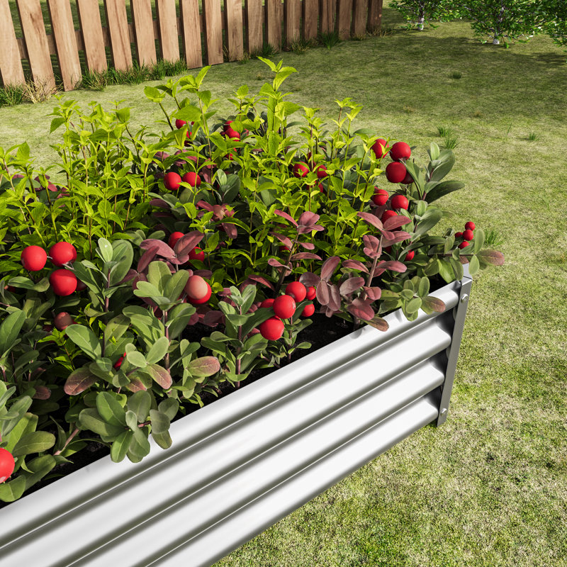 Lit de jardin surélevé en métal argenté rectangulaire de 421 pieds pour la croissance de légumes, de fleurs et d'herbes