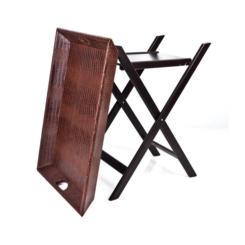 Milpitas Tray Top Cross Legs End Table, Tan