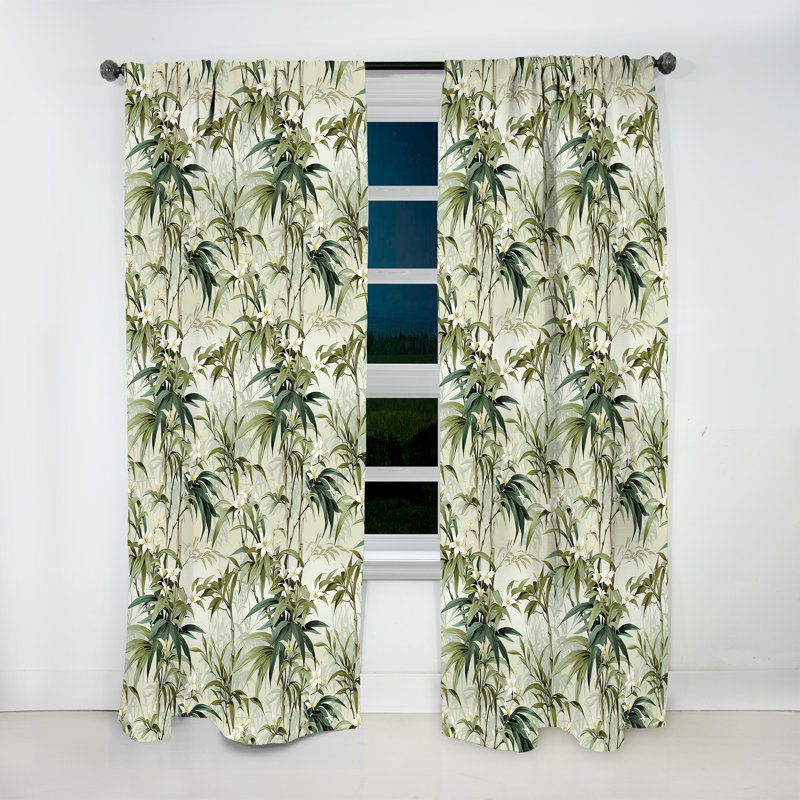 Tropical Zen Bamboo Pattern III - Tropical Curtain - Velvet Room Darkening - 1 panel, 52" W x 84" L