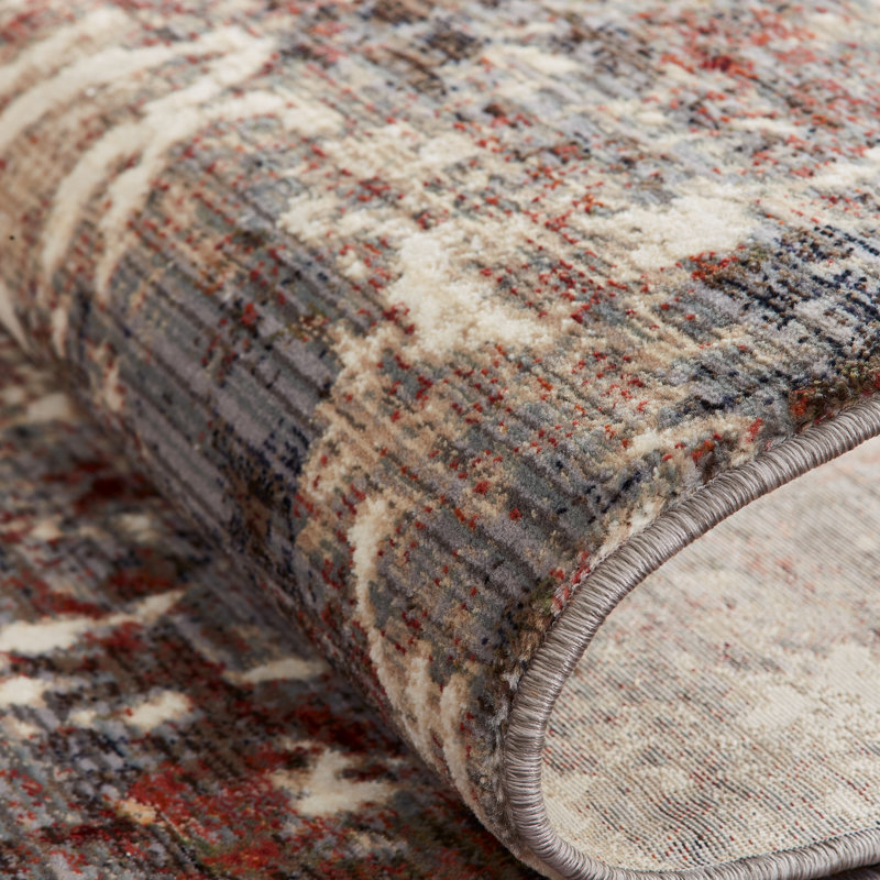 Lindahl Area Rug in Red/Gray, Rectangle 2'6" x 3'8"