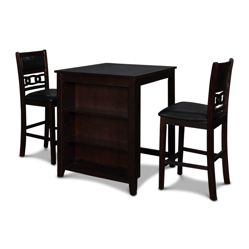 Ziemer 2 - Person Solid Wood Top Four Leg Dining Set, Ebony