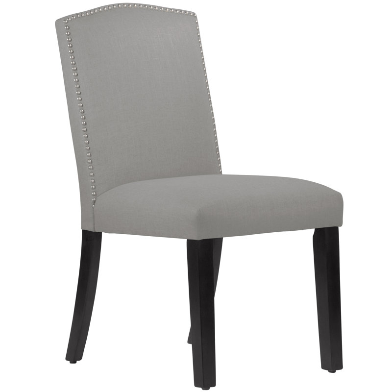 Nadia 20'' H Upholstered Dining Chair, Classic Grey Linen, Black Wood