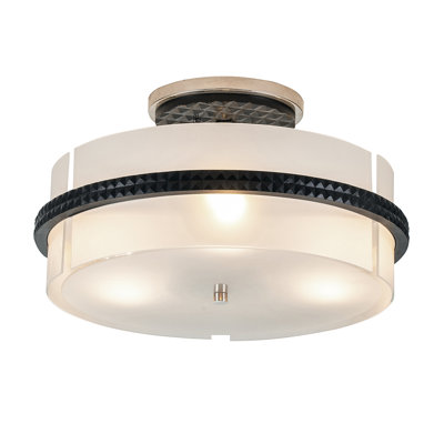 Juleana Mazant 3 Light Semi Flush in Black and Chrome