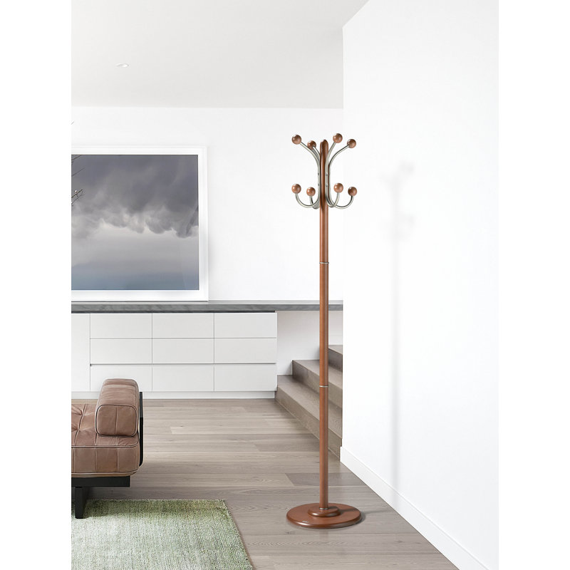 Senesca Solid Wood 8 - Hook Coat Rack, Cherry