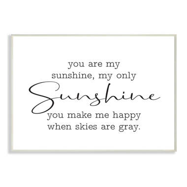 My Sunshine Family Home Black And White Word Design Print