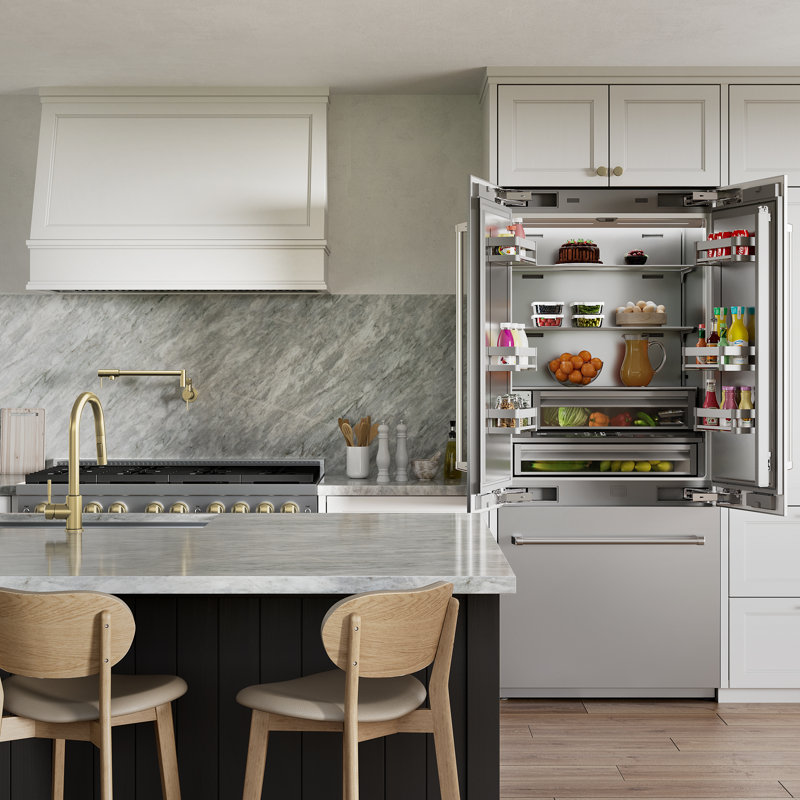 ZLINE 36 in. French Door Built-In Refrigerator in DuraSnow Steel with Stainless Steel Interior, Stainless Steel