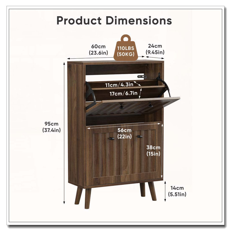 Armoire de rangement pour chaussures, 23,6 pouces